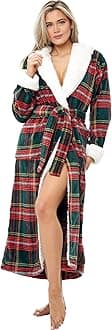 Alexander Del Rossa Womens Robe, Long Plush Bathrobe with Hood, Hooded Robes for Women Plus Size Bath Robe