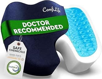 ComfiLife Gel Enhanced Seat Cushion – Office Chair Cushion – Non-Slip Gel & Memory Foam Coccyx Cushion for Tailbone Pain - Desk Chair Car Seat Cushion Driving - Sciatica & Back Pain Relief (Navy)