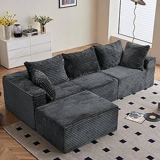 Vamcheer 274cm Modular Sectional Sofa - Oversized L-shaped Corner Couch with Memory Foam Seating & Detachable Backrest for Living Room Bedroom, No Assembly Required, Grey