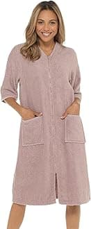 – Undercover Ladies Terry Towelling 100% Cotton Zip Through Hooded or Non Hooded Dressing Gown Drying Bathrobe