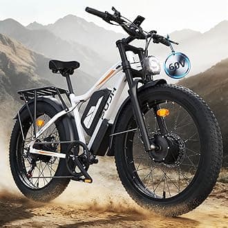 6000W Dual Motor Electric Bike for Adults,Max 45MPH Up to 100 Miles Range, 52V/60V 20Ah Removable Battery with 24/26" Fat Tire Ebike for Men Women, E-Bike for All Terrain PU2