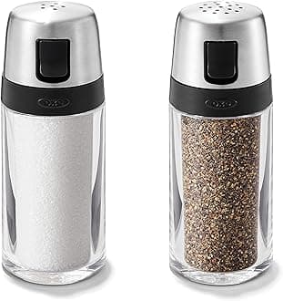 Salt and Pepper Shaker Set, Clear, Stainless Steel