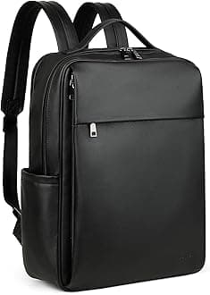 MASINTOR 15.6 inch PU Leather Laptop Backpack Purse for Women, Large College Casual Backpack Travel Bag