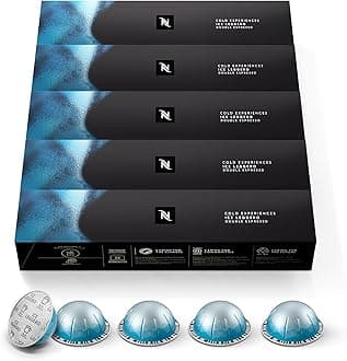 Nespresso Capsules Vertuo, Ice Leggero, 50-Count Double Espresso Coffee Pods, Brews 2.7 oz.