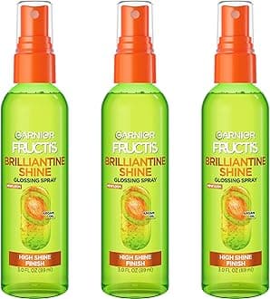 Fructis Style Brilliantine Shine Glossing Spray for High Shine Finish, Argan Oil, 3 Fl Oz, 3 Count (Packaging May Vary)