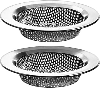 2 Pack - 4.5" Top / 3" Basket - Kitchen Sink Drain Strainer Large Basket Food Catcher. 3/16" Holes. Stainless Steel