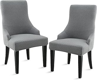 Liykimt Stretch Wingback Side Chair Slipcover(2,Gray/Jacquard)
