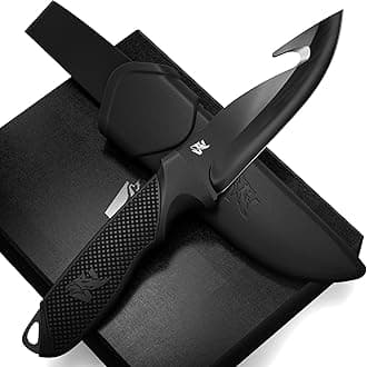 HUNTER 2 - Tactical Hunting Knife with Gut Hook - Deer SkinningKnife for Hunting - Knife Fixed Blade with Sheath - Field Dressing Knive with Gutting Hook - Survival Knife with Sheath