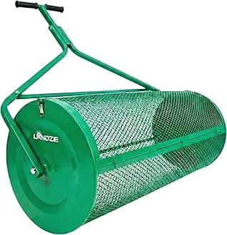 LANDZIE Lawn & Garden Spreaders - 44 Inch Heavy Duty Metal Mesh Basket Push/Tow Spreader - Compost, Peat Moss, Top Soil, Mulch - Durable Lightweight Multi-Purpose Yard Care Equipment - Manure Spreader