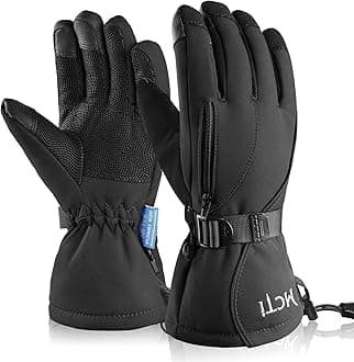 Waterproof Mens Ski Gloves Winter Warm 3M Thinsulate Snowboard Snowmobile Cold Weather Gloves Black XX-Large