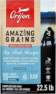 Dry Dog Food, High Protein, Amazing Grains Six Fish Recipe 22.5LB