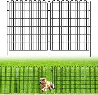 10 Panels No Dig Decorative Garden Fence with Gate for Yard, 32 in(H) X 23.6 ft(L) Animal Barrier Fencing for Outdoor Dog, Metal Portable Garden Fences for Borders, Pets, Landscape, Temporary Fence