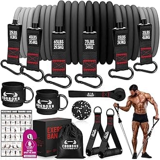 Heavy Resistance Bands for Working Out, 300LBS Exercise Bands with Handles, Workout Bands for Men, Weight Fitness Bands Set for Muscle Training, Strength, Slim, Yoga, Home Gym Equipment