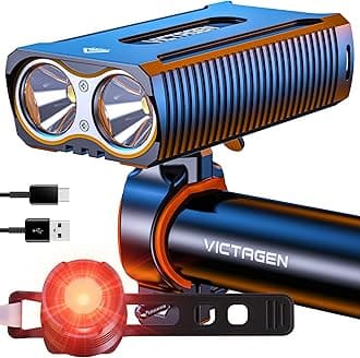 Victagen Bike Light 12000 Lumens Bike Lights for Night Riding, 4CREE LED Bike Lights Waterproof Type C Rechargeable Front Bike Headlight and Taillight, High & Low Beam Design, Power Bank Function
