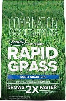 Turf Builder Rapid Grass Sun & Shade Mix, Combination Seed and Fertilizer, Grows Green Grass in Just Weeks, 16 lbs.