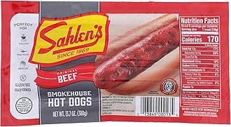 Sahlen's Original Smokehouse All Beef Hot Dogs with Tender Casing | Fully Cooked, Gluten Free | Perfect for Grilling, Pan-Frying and More | 5lb Pack
