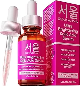 Korean Skin Care Kojic Acid Serum Alpha Arbutin Serum – Dark Spot Remover Corrector Glycolic Acid Serum + Salicylic Acid K Beauty 1oz