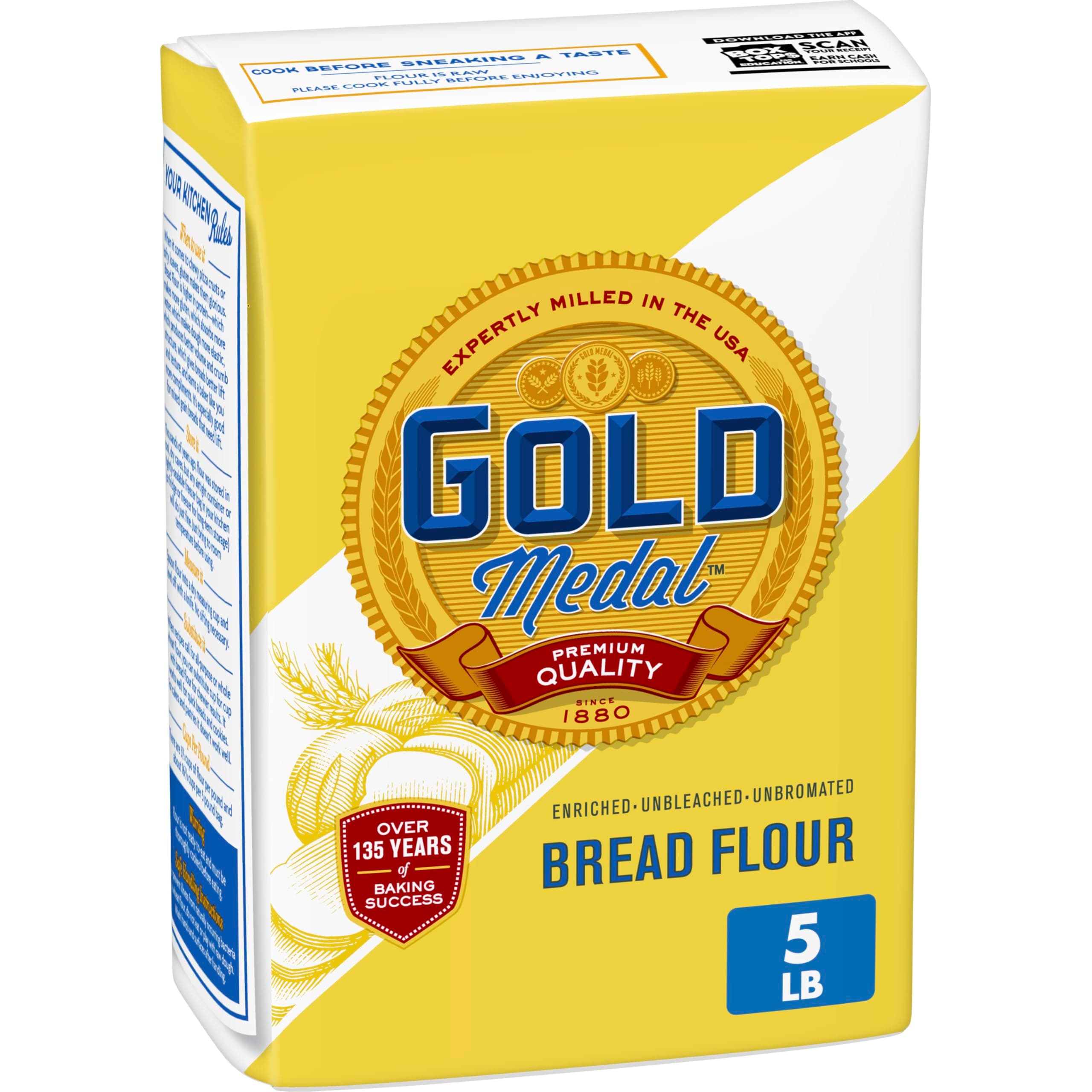 Gold Medal Premium Quality Bread Flour for Baking, 5 lb
