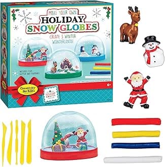 Creativity for Kids Make Your Own Holiday Snow Globes Kit | Sculpt, Decorate & Shake 3 Festive Winter Scenes | DIY Christmas Crafts for Kids to Build Creativity & Fine Motor Skills (Ages 6+)