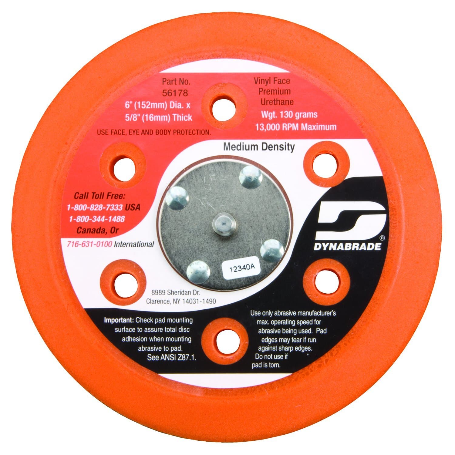 Dynabrade 56178 Vacuum Disc Pad, 6-Inch Diameter