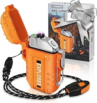 Waterproof Arc Lighter, Outdoor Dual Plasma Arc Lighter, USB Rechargeable Flameless Electric Lighters for Camping, Hiking, Survival Tactical (F13-Orange)