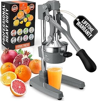 Cast Iron Juicer - Easy-to-Clean Heavy-Duty Manual Juicer, Professional Citrus Juicer - Stainless Steel Lemon Squeezer - Manual Citrus Press & Orange Squeezer - Orange Juicer (Gray)