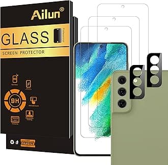 Ailun Glass Screen Protector for Galaxy S21fe 3Pack + 2Pack Camera Lens Tempered Glass Fingerprint Unlock Compatible 0.33mm Ultra Clear Anti-Scratch Case Friendly