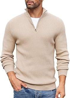 DENIMHOLICMen High Neck Zipper Full Sleeve Cotton Knitted Winter Sweater