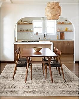 RUGGABLE Washable Vintage Area Rug – Sarrah Hazel 5x7, Stain-Resistant, Non-Slip – Medium Machine Washable Rugs for Living Room, Bedroom, Hallway, Entryway & Office–with Standard Pad