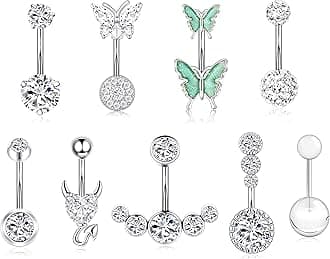 ShakalakaSurgical Steel Belly Button Ring for Women with Cute Butterfly Navel Rings Piercing Jewelry Pack