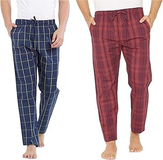 Men's Checkered Pyjama Bottom Pack of 2 (XYPYJM2PCKN42XL_Red & Blue_XL_Red & Blue_X-Large)