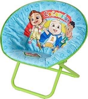 Cocomelon Toddler Saucer Chair,19” Folding Chair with Cushion Featuring JJ, Cody & Nina, Kids Lounge Chair, Ages 3+