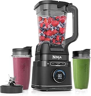 Blender & Food Processor All-in-One | For-Smoothies, Food and More | Kitchen Countertop | Includes 72 oz. Pitcher & (2) 24 oz. To-Go Cups with Lids | 1800 Watt | Black | TB301