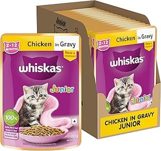Junior Kitten (2-12 Months) Wet Cat Food, Chicken in Gravy, 80 g (Pack of 14), Hydrating Food Made With Real Chicken, 100% Complete & Balanced Nutrition for Kittens