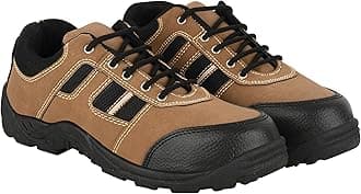 Foot Trends Industrial Steel Toe Lace-up Safety Shoes for Men-(Tan-10)