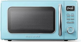 GalanzGLCMKZ11BER10 Retro Countertop Microwave Oven with Auto Cooking and Reheating, Defrosting, Quick Start Functions, Easy to Clean with Glass Turntable,