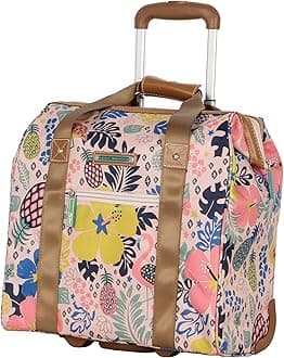 Designer Under The Seat Tote Cabin Luggage Collection - 15 Inch Patterned Carry on Bag for Women - Lightweight Suitcase with 2 Rolling Wheels