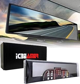 ICBEAMER 15.8" 400mm Easy Clip on Wide Angle Panoramic Blind Spot Fit Auto Interior Rearview Mirror Convex Clear Surface
