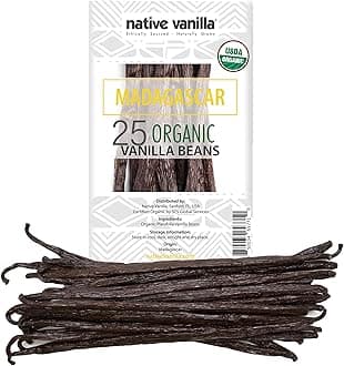 Native Vanilla 25 Organic Madagascar Beans - Gourmet Grade A Premium Pods - For Extract & Baking - For Cooking, Desserts & More - 100% Vegan & Kosher - Non-GMO & Gluten-Free -