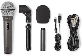 Q2U Recording and Podcasting Pack - USB/XLR Dynamic Microphone with Accessories (Includes Mic Clip, Desktop Stand, Windscreen and Cables), 16-bit, 44.1kHz/48kHz, Silver