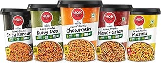 VEEBA Instant Cup Noodles Masala|Chowmein|Manchurian|Kung Pao + Spicy Korean (Made with no Palm Oil|no Maida|no Added MSG (Pack of 5, 462.5 gram)
