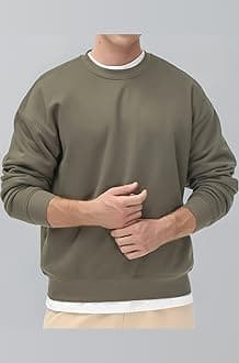 THE GYM PEOPLE Men's Fleece Crewneck Sweatshirt Thick Loose fit Soft Basic Pullover Sweatshirt