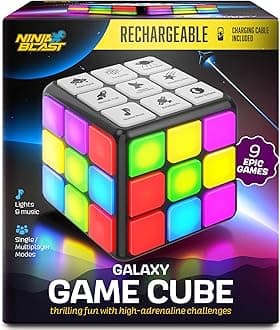 Rechargeable Game Activity Cube - Toys for Boys and Girls - 9 Fun Brain & Memory Games - Birthday Gifts for Age 6, 7, 8, 9, 10, 11, 12 Year Old Kids Teens - Best Boy Toy Gift Ideas