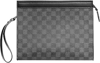 SkycareLeather Handbags for Men Large Purse Clutch Bag Black