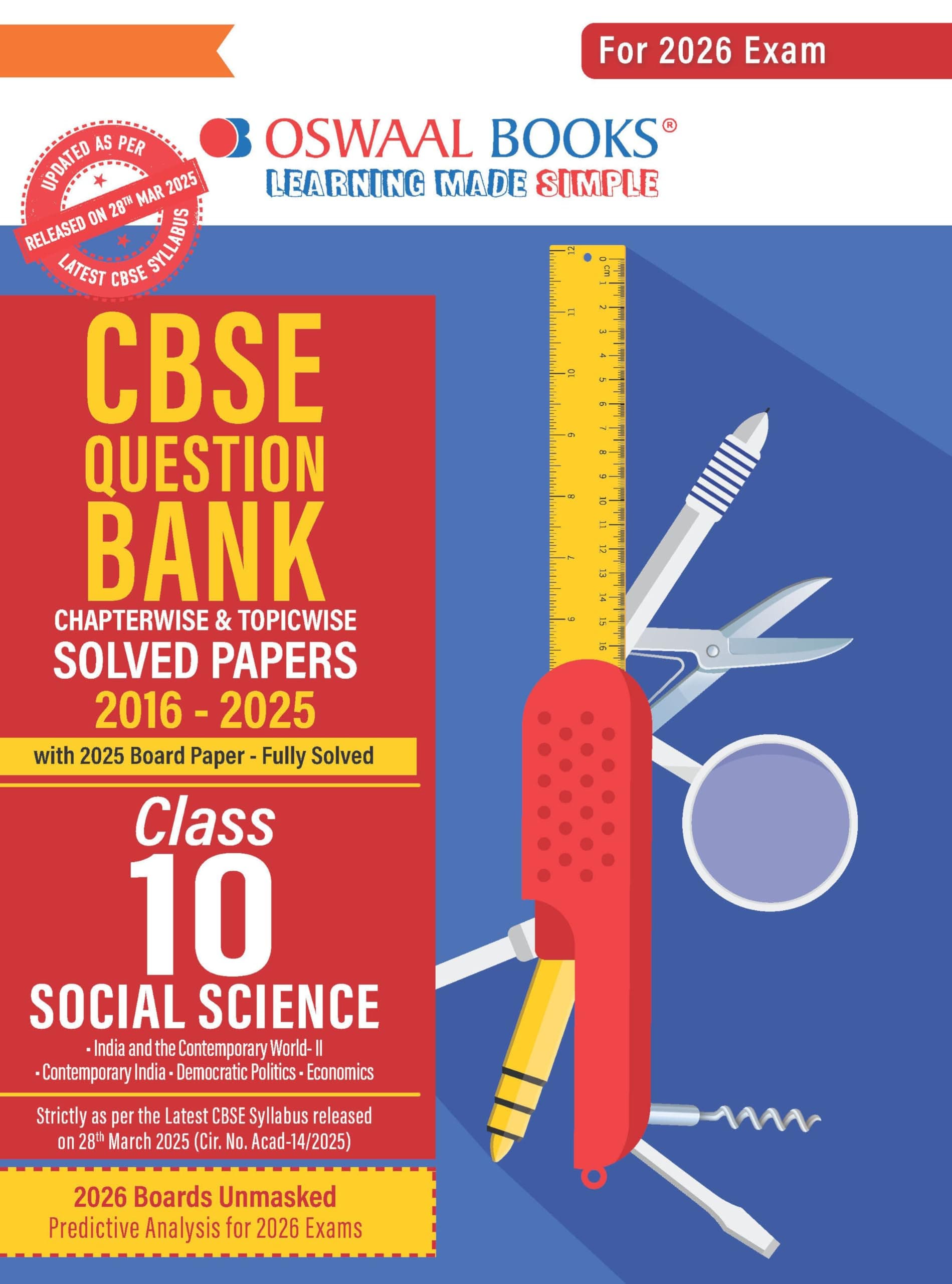 Oswaal CBSE Question Bank Chapterwise and Topicwise SOLVED PAPERS Class 10 So...