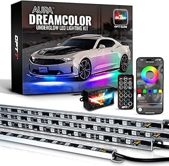 Aura DreamColor Underglow Chasing Lights for Car with APP & Remote Control, Waterproof Rigid Aluminum LED Light Bar, 12V Exterior Neon Accent Underbody RGBIC Light Kit, Multicolor Easter Decor
