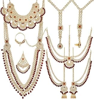 I Jewels18k Gold Plated Wedding Wear Indian Bollywood Faux Kundan & Stone Studded Dulhan Bridal Jewelry Set for Women