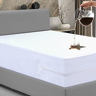Bed Bug Mattress Encasement - Zippered Anti Allergy Waterproof Mattress Protector Double Fully Zipped dust mite Cover (137x 190+40cm) White