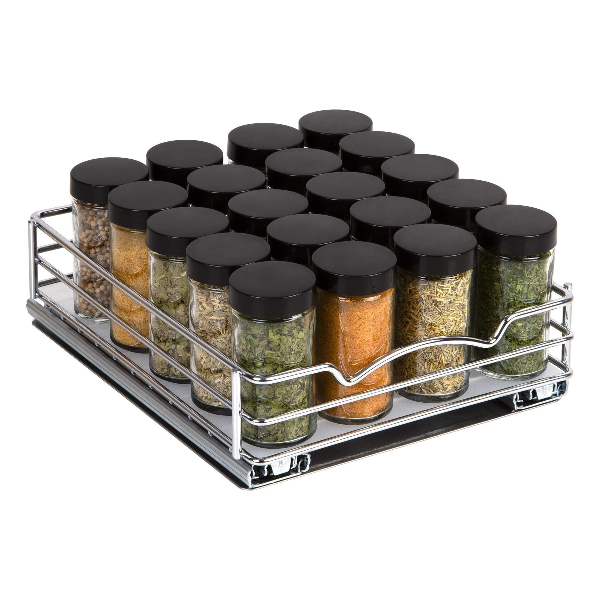 Pull Out Cabinet Organizer for Spices, Cans - Heavy Duty with Lifetime Limited Warranty- Pull Out Spice Rack- Cabinet Pull Out Shelf for Cans,Dishes, Etc, 8-3/8"W x 10-3/8"D x 2-1/8H, Chrome