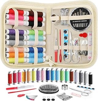 Coquimbo Sewing Kit Gifts for Adults Teen Grils Women Mom Grandma, Portable Sewing Supplies Contains Tape Measure, Scissors, Thimble, Thread, Sewing Needles (Beige, M)